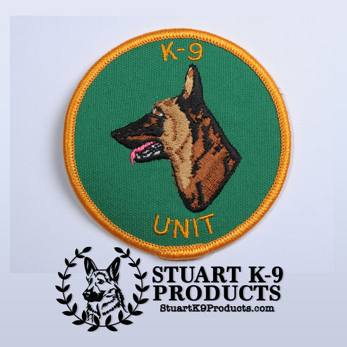 K-9 Unit Belgian Malinois Round Head Patch Green/Gold |Left Facing