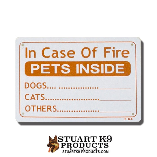In Case of Fire Pets Inside - Window Sign
